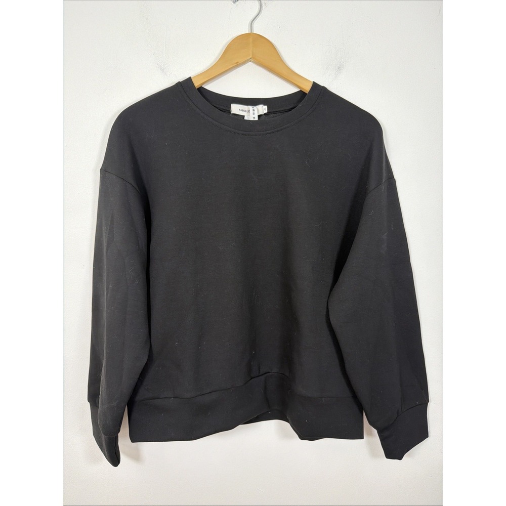 Shalldoer Women's Scuba Luxe Raglan Crew Sweatshirt‎ Black XL Everyday Basic NWT